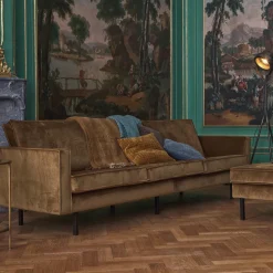 Hot WOOOD Rodeo hocker op poten velvet Honinggeel