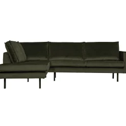 Sale WOOOD Rodeo hoekbank links velvet Donkergroen
