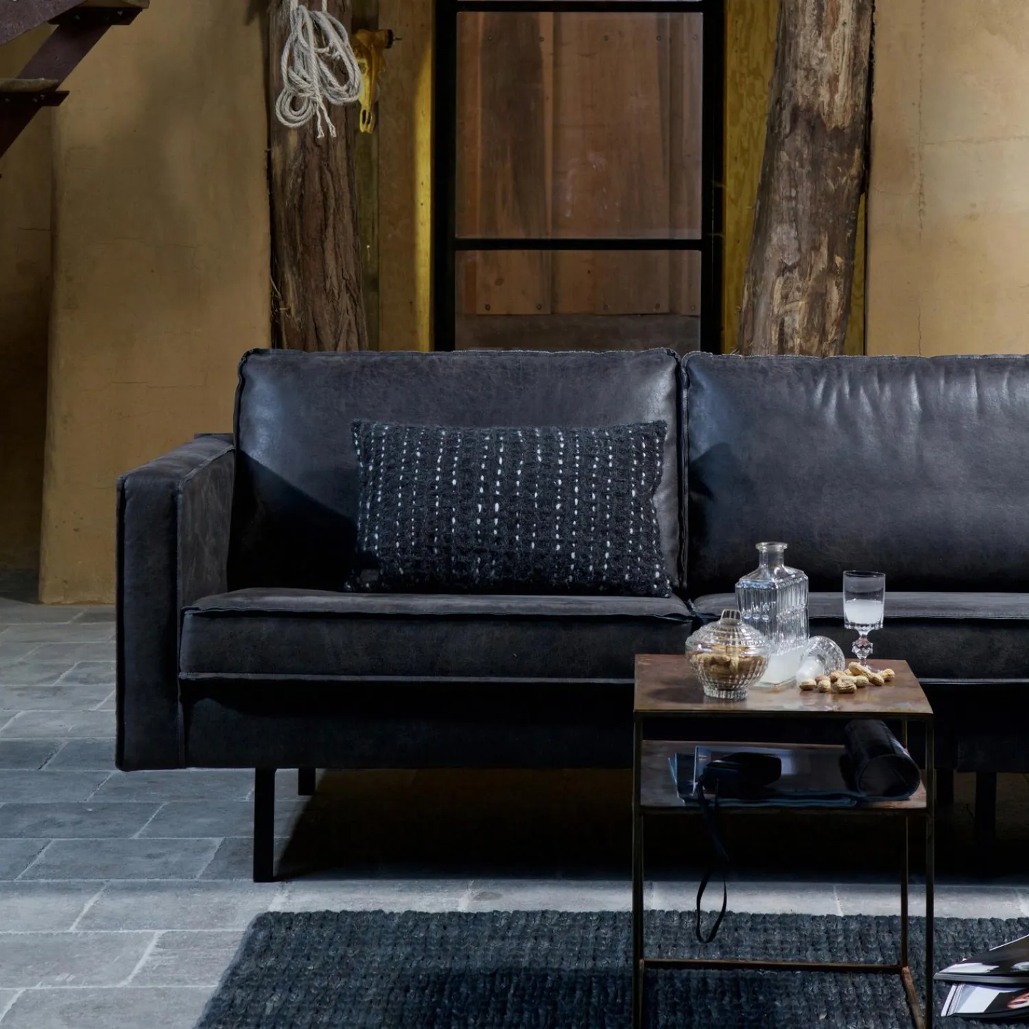 Sale WOOOD Rodeo hoekbank rechts ecoleer Zwart