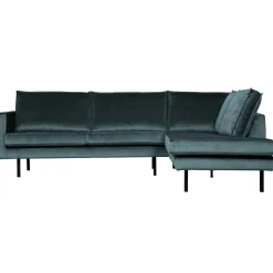 Clearance WOOOD Rodeo hoekbank rechts velvet Groenblauw