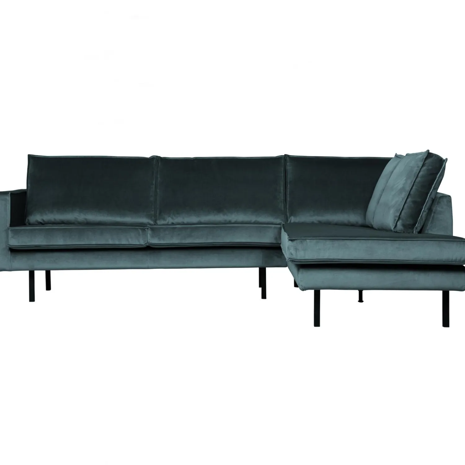 Clearance WOOOD Rodeo hoekbank rechts velvet Groenblauw