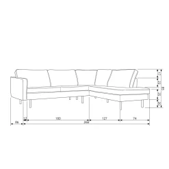 Sale WOOOD Rodeo hoekbank rechts velvet Taupe