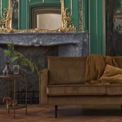 Best WOOOD Rodeo hoekbank rechts velvet Honinggeel