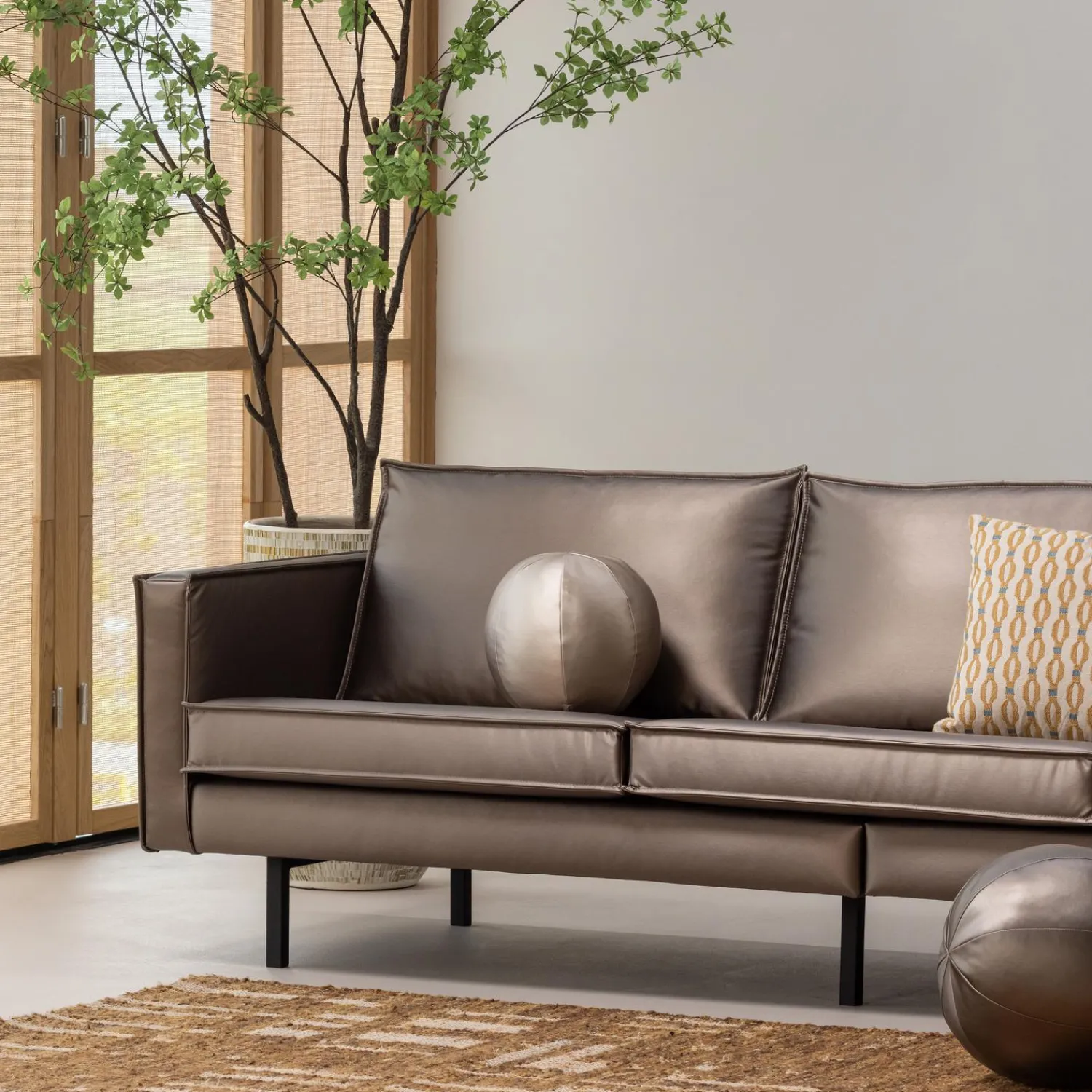 Clearance WOOOD Rodeo 3-zits bank metallic koper bruin