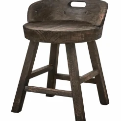 WOOOD Rosalie decoratieve kruk/stoel hout donkerbruin