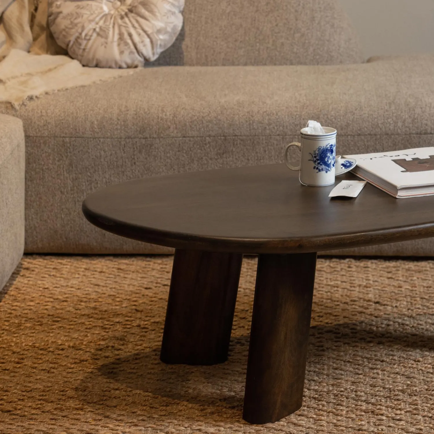 Discount WOOOD Roundly salontafel mango hout walnoot