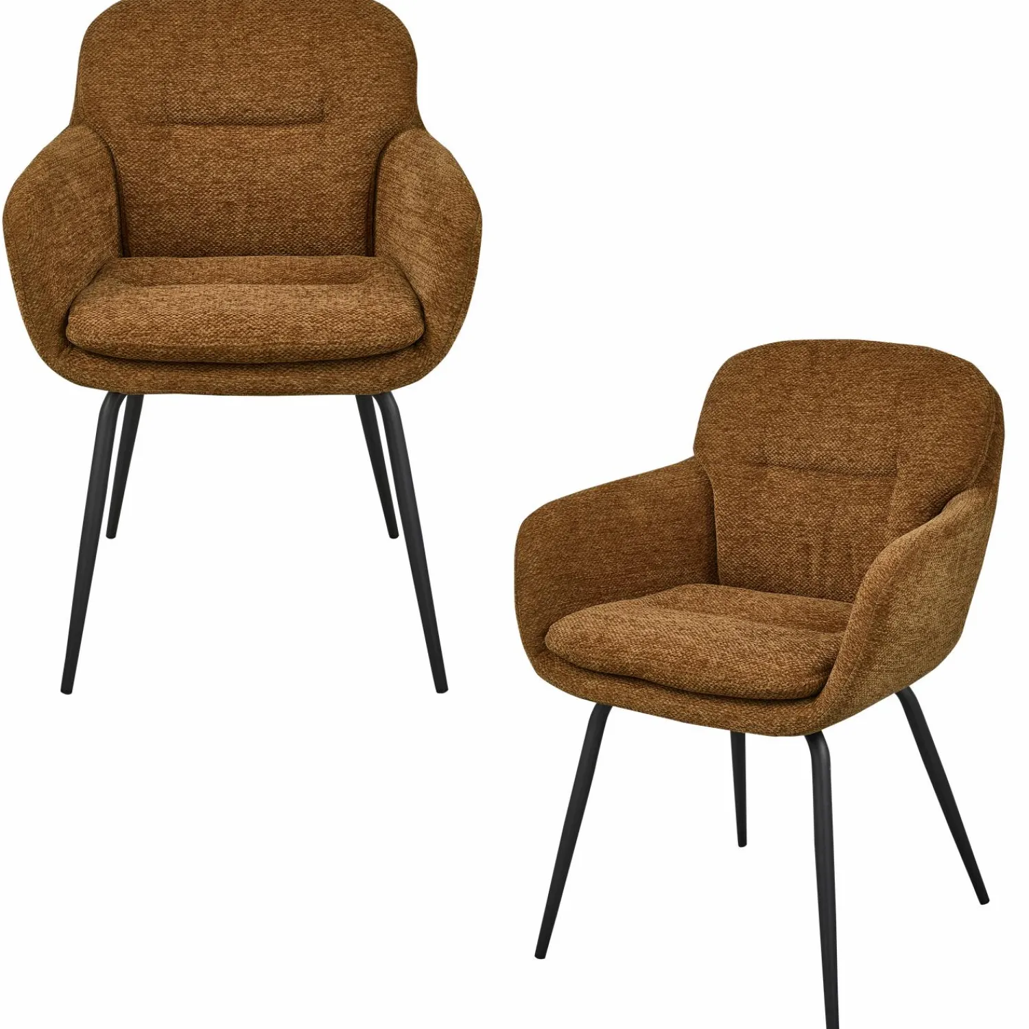 Clearance WOOOD Runa eetkamerstoel chenille Karamel bruin/geel