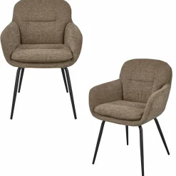 Outlet WOOOD Runa eetkamerstoel chenille donker zand Donkerzand