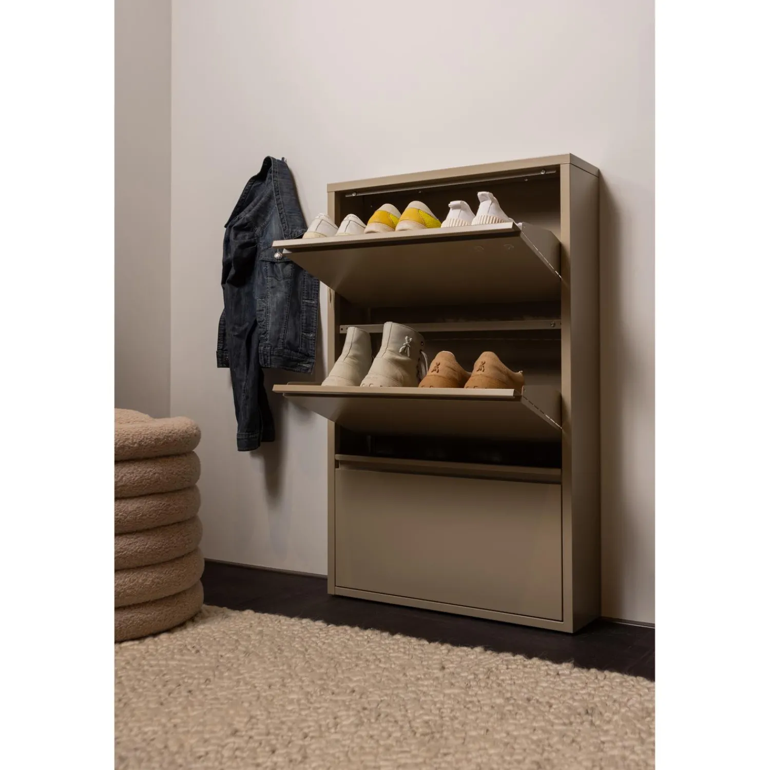 Outlet WOOOD Sabine 3-vaks schoenenkast metaal Zand