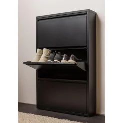 Clearance WOOOD Sabine 3-vaks schoenenkast metaal Zwart