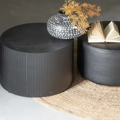 New WOOOD Sanne bijzettafel rond Zwart