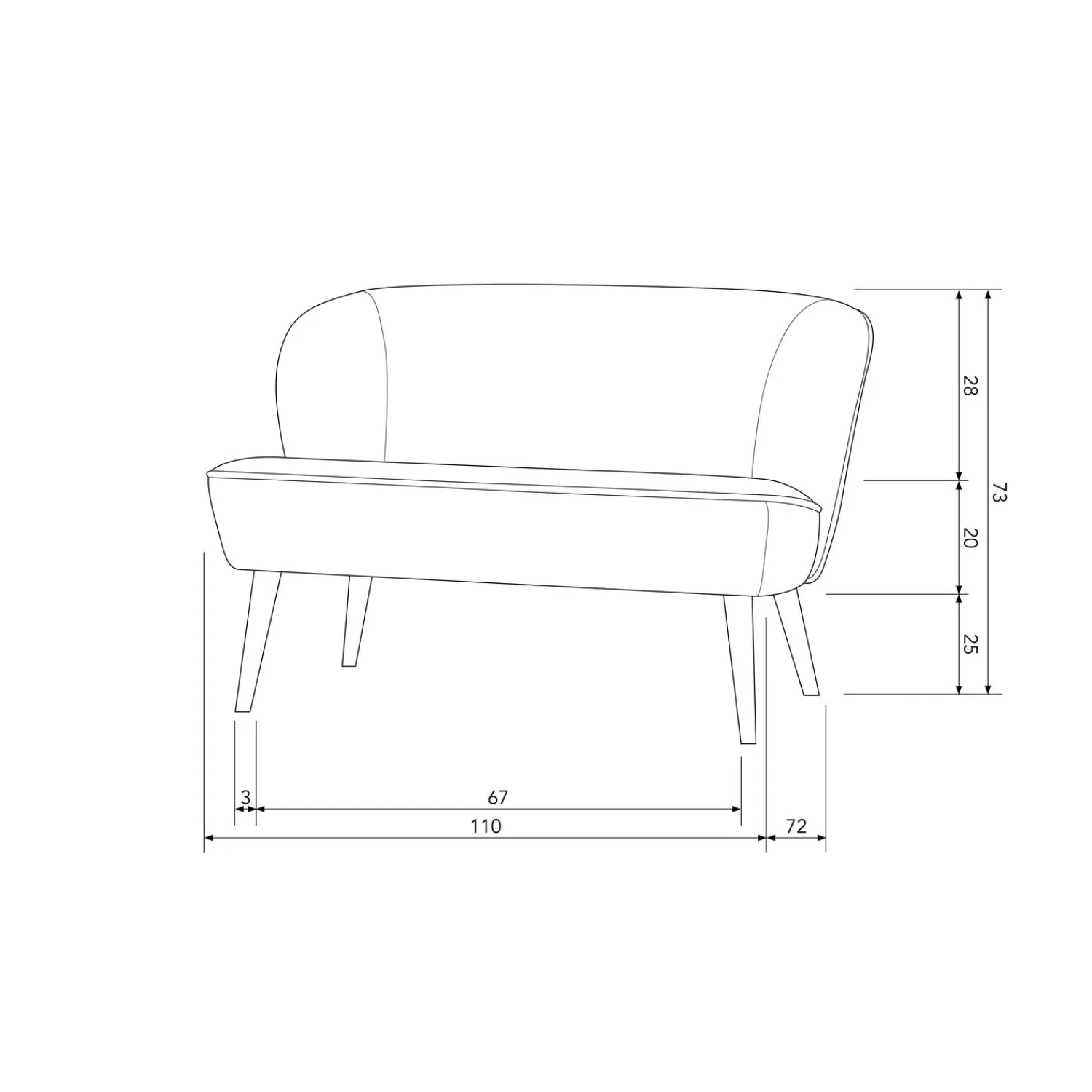 Outlet WOOOD Sara bankje velvet Army