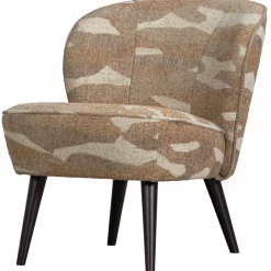 Outlet WOOOD Sara fauteuil geweven stof camouflage dessin Zand