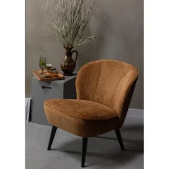 WOOOD Sara fauteuil structure velvet cognac