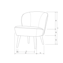 Online WOOOD Sara fauteuil velvet Framboos