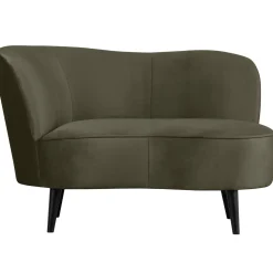 WOOOD Sara lounge fauteuil links velvet Warm groen
