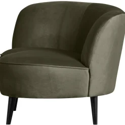 WOOOD Sara lounge fauteuil links velvet Warm groen