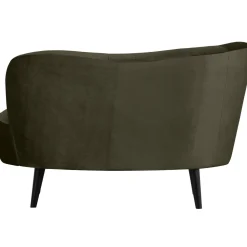 WOOOD Sara lounge fauteuil links velvet Warm groen