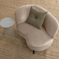 Best WOOOD Sara lounge fauteuil links velvet Khaki