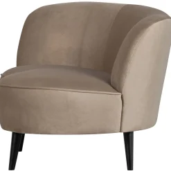 Best WOOOD Sara lounge fauteuil links velvet Khaki