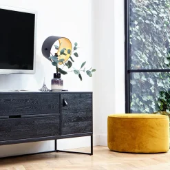 Online WOOOD Sara poef laag velvet 36xø60 Oker