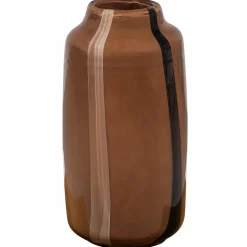 Outlet WOOOD Selena vaas glas met streep bruin