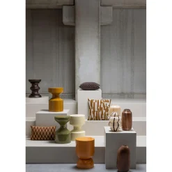 Outlet WOOOD Selena vaas glas met streep bruin