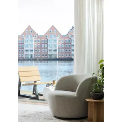 Outlet WOOOD Serra draaifauteuil geweven stof Zand