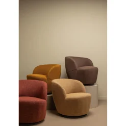 Best WOOOD Serra draaifauteuil geweven stof Curry melange