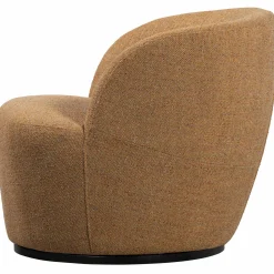 Best WOOOD Serra draaifauteuil geweven stof Curry melange