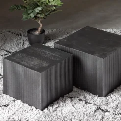 Best WOOOD Set v 2 - Sanne bijzettafels vierkant zwart