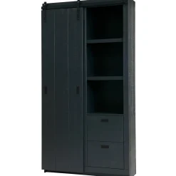 Outlet WOOOD Slide kast Barn bezaagd mat Zwart