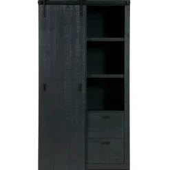 Outlet WOOOD Slide kast Barn bezaagd mat Zwart