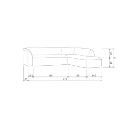 Clearance WOOOD Sloping hoekbank rechts Lichtbruin melange