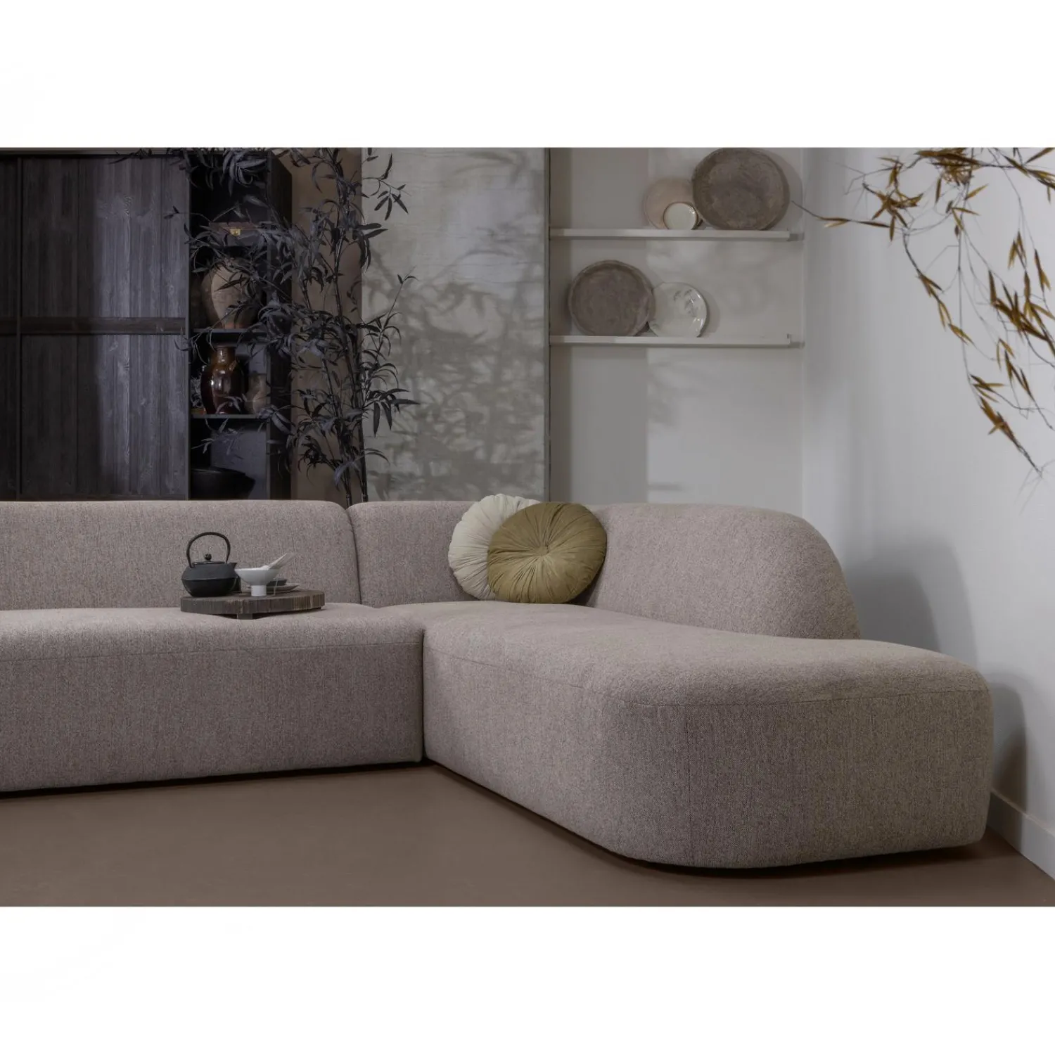 New WOOOD Sloping hoekbank rechts Naturel melange