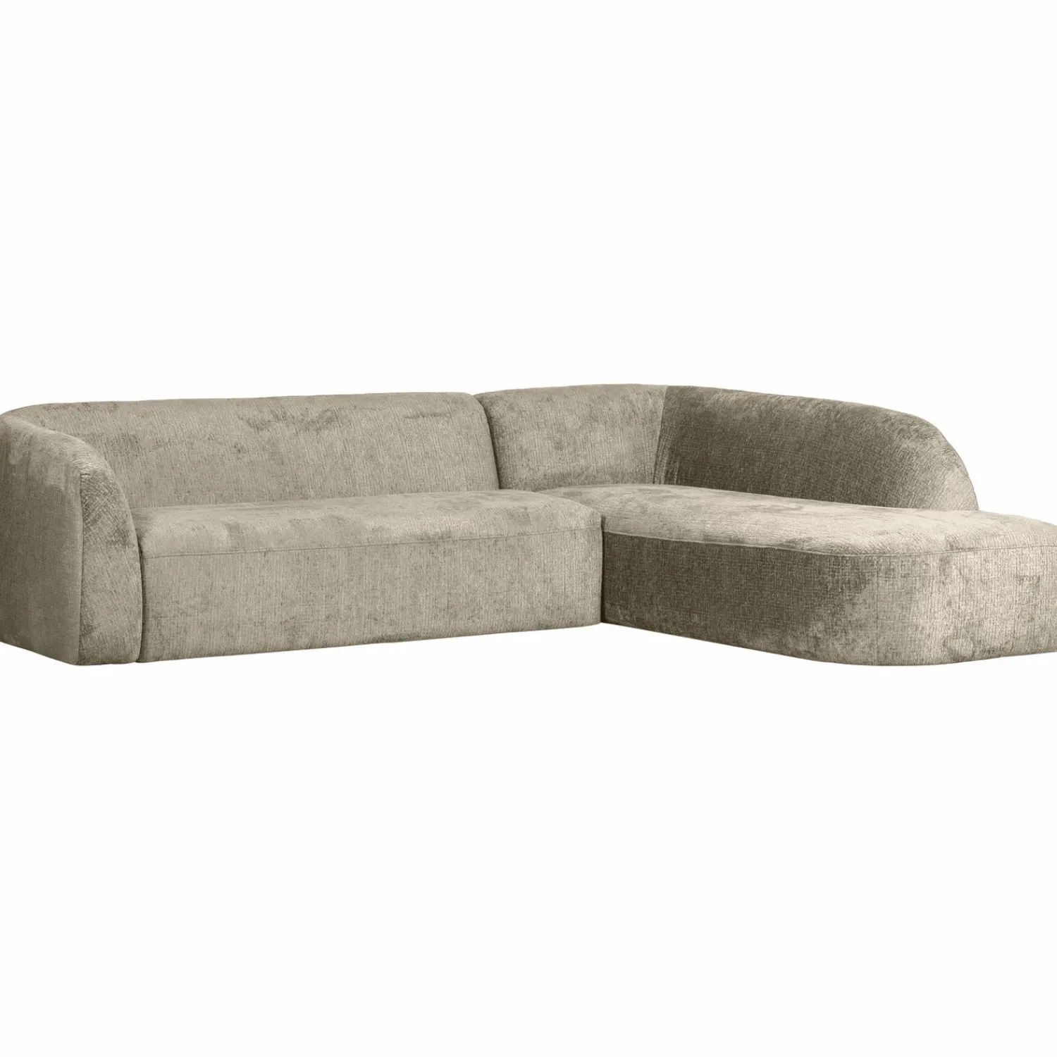 Clearance WOOOD Sloping hoekbank rechts structure velvet Wheatfield