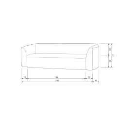 WOOOD Sloping 3-zits bank Lichtbruin melange