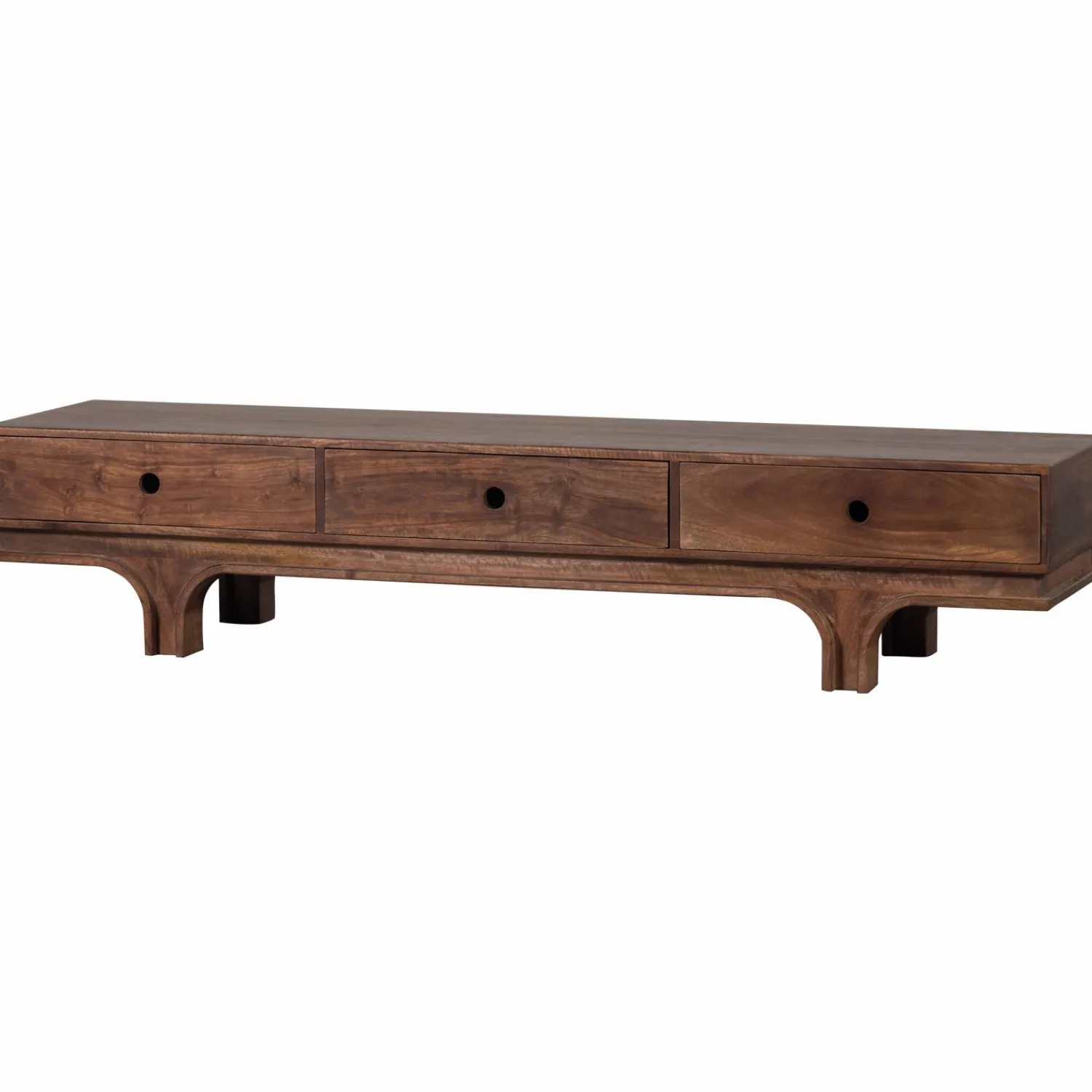 Clearance WOOOD Staes tv meubel 3 lades mango hout walnoot