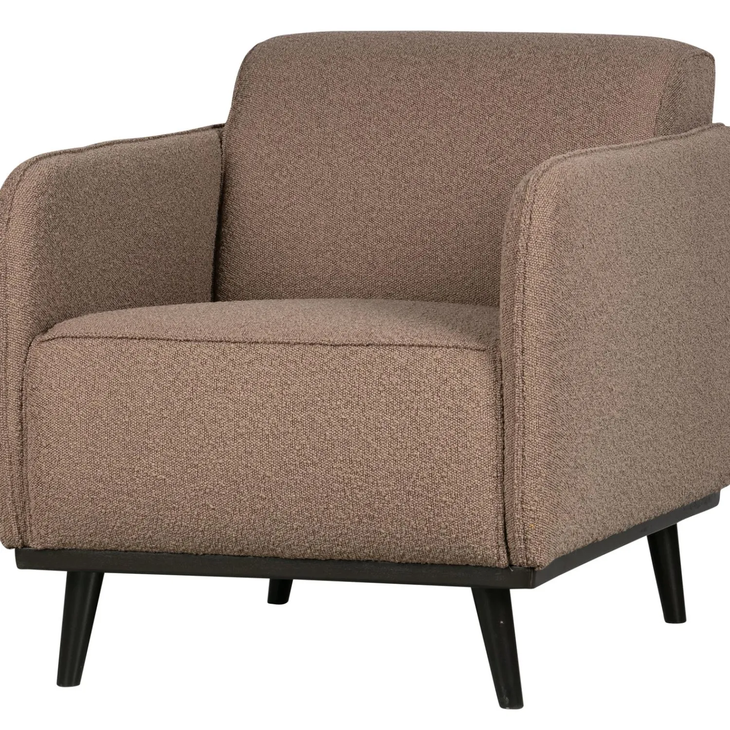 Best WOOOD Statement fauteuil met arm bouclé Nougat