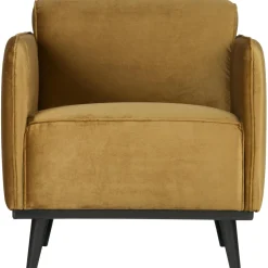 Clearance WOOOD Statement fauteuil met arm velvet Honinggeel