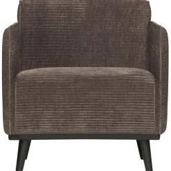 Best WOOOD Statement fauteuil met arm ribstof Taupe
