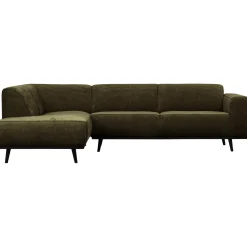 WOOOD Statement hoekbank links ribstof Warm groen