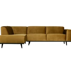 Outlet WOOOD Statement hoekbank links velvet Honinggeel