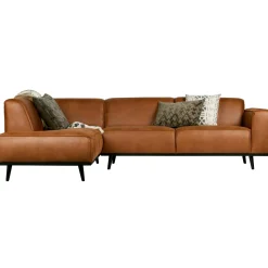 Best WOOOD Statement hoekbank links ecoleer Cognac