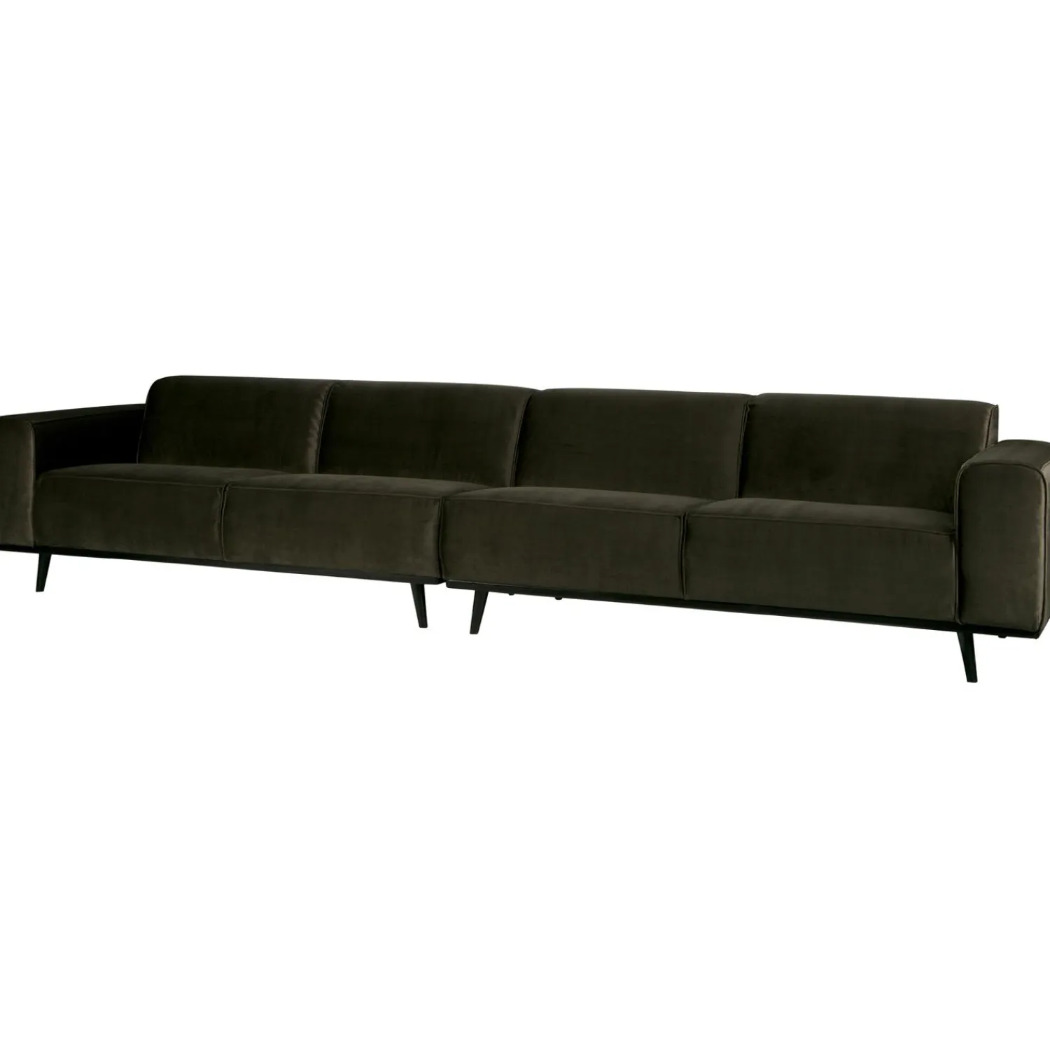 Best WOOOD Statement XL 4-zits bank 372 cm velvet Warm groen