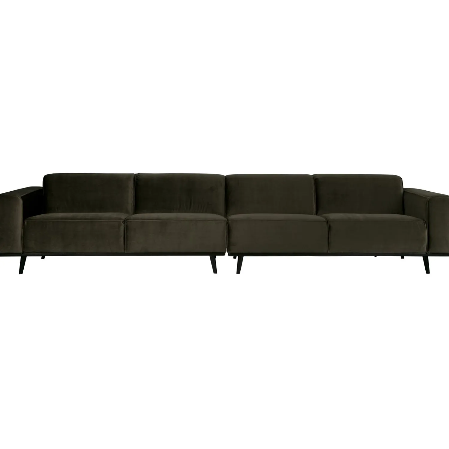 Best WOOOD Statement XL 4-zits bank 372 cm velvet Warm groen