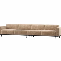 Sale WOOOD Statement XL 4-zits bank 372 cm chenille velvet perzik roze Perzikroze