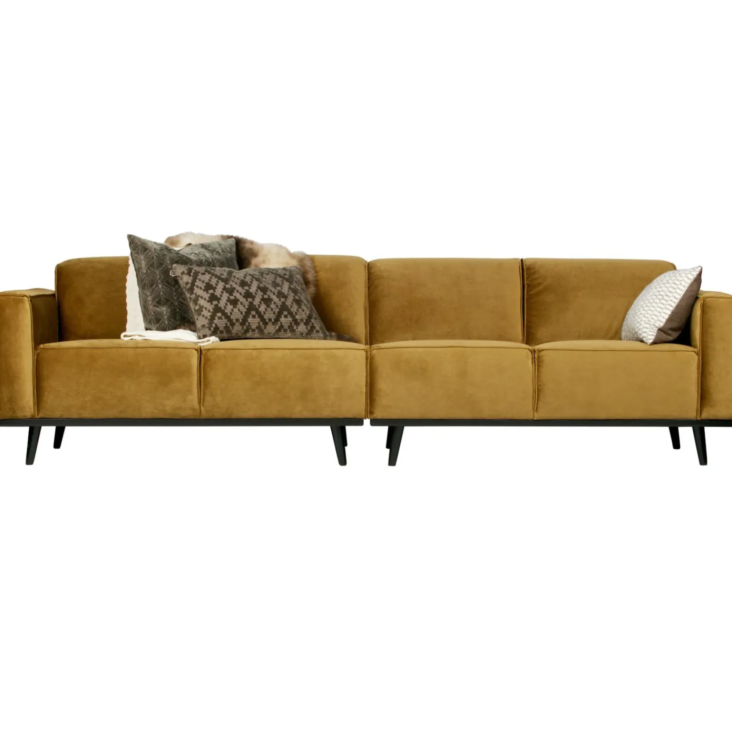 Clearance WOOOD Statement 4-zits bank 280 cm velvet Honinggeel