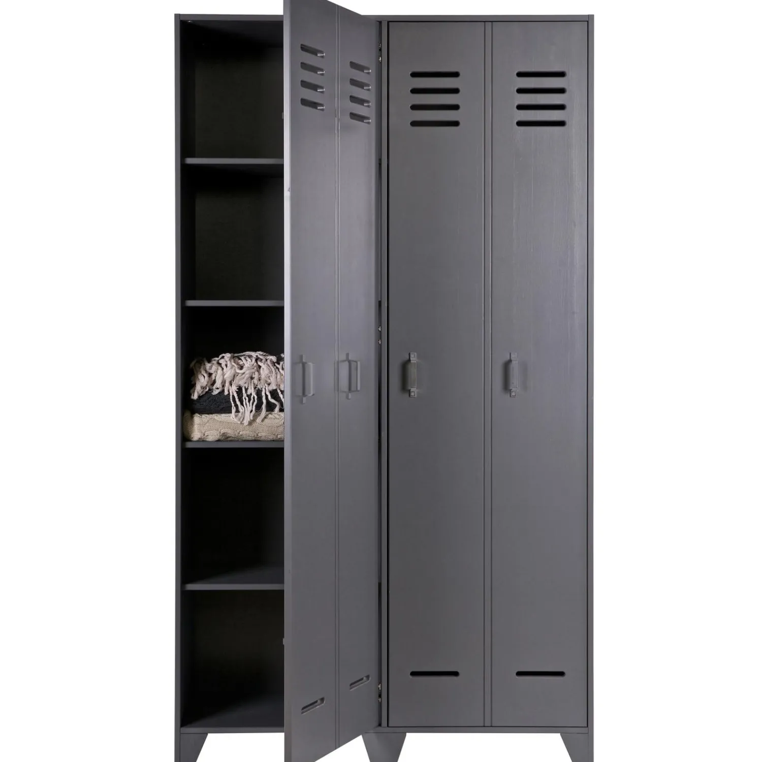 Sale WOOOD Stijn hoog 2-deurs lockerkast steel grey Staalgrijs