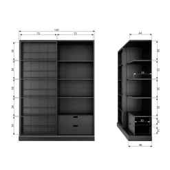 Best WOOOD Swing schuifdeurkast grenen geschuurd matzwart